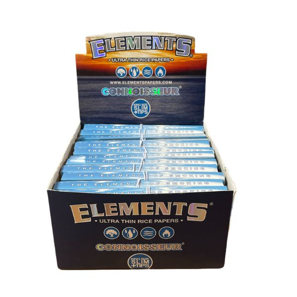 Elements Blue Kingsize Slim Rolling Papers + Tips (Rice Paper) Box of 24