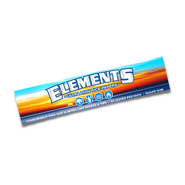 Elements Blue Kingsize Slim Rolling Papers + Tips (Rice Paper) Box of 24