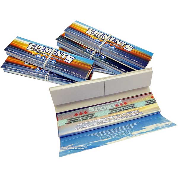 Elements Blue Kingsize Slim Rolling Papers + Tips (Rice Paper) Box of 24