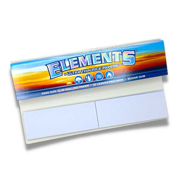 Elements Blue Kingsize Slim Rolling Papers + Tips (Rice Paper) Box of 24