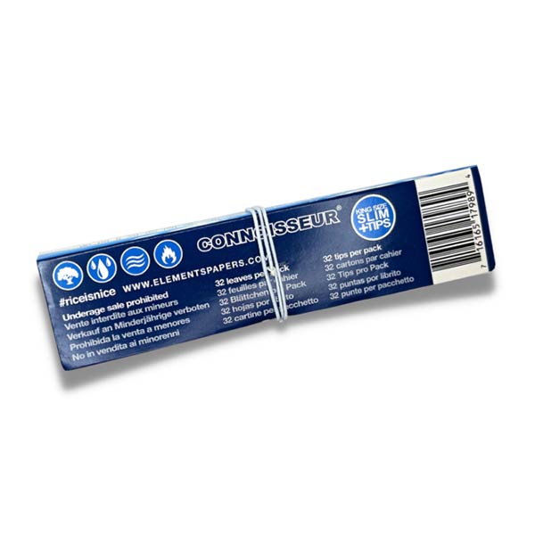 Elements Blue Kingsize Slim Rolling Papers + Tips (Rice Paper) Box of 24