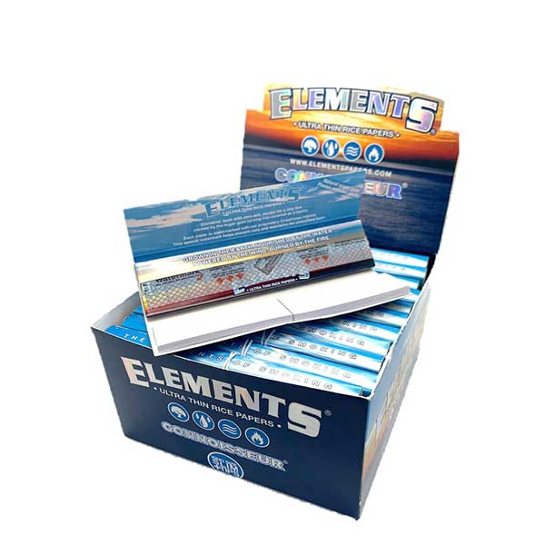 Elements Blue Kingsize Slim Rolling Papers + Tips (Rice Paper) Box of 24