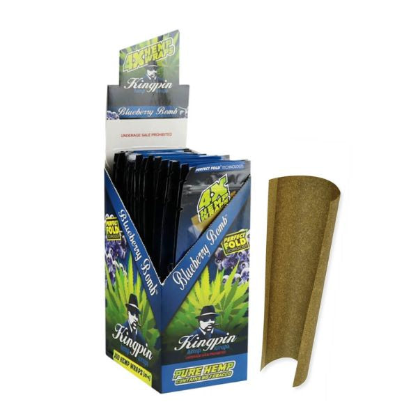 KingPin Hemp Wrap Blue (Box of 25 x4)