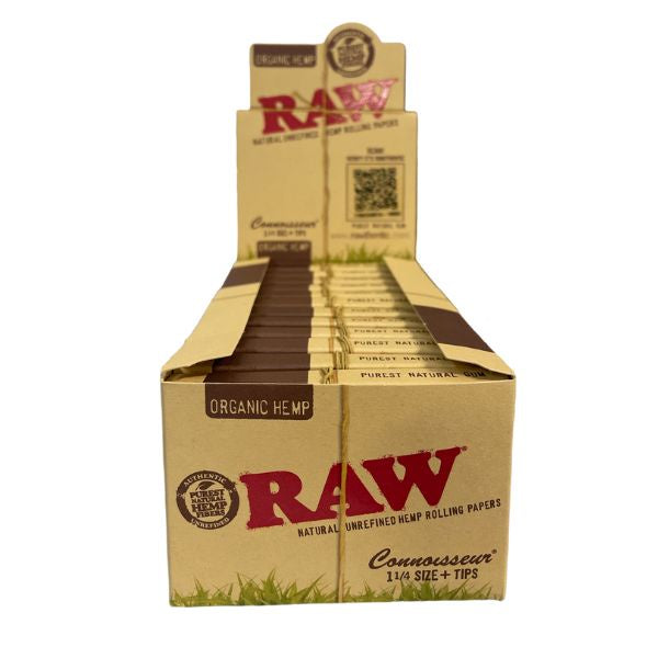 RAW Organic 1&1/4 Rolling Papers + Tips (Box of 24)