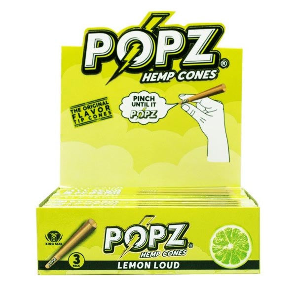 King Palm Popz Cones Kingsize Lemon Loud (Box 12x3)