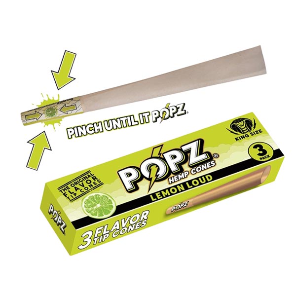 King Palm Popz Cones Kingsize Lemon Loud (Box 12x3)