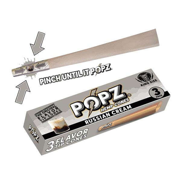 King Palm Popz Cones Kingsize Russian Cream (Box 12x3)