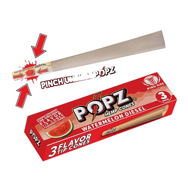 King Palm Popz Cones Kingsize Watermelon Diesel (Box 12x3)