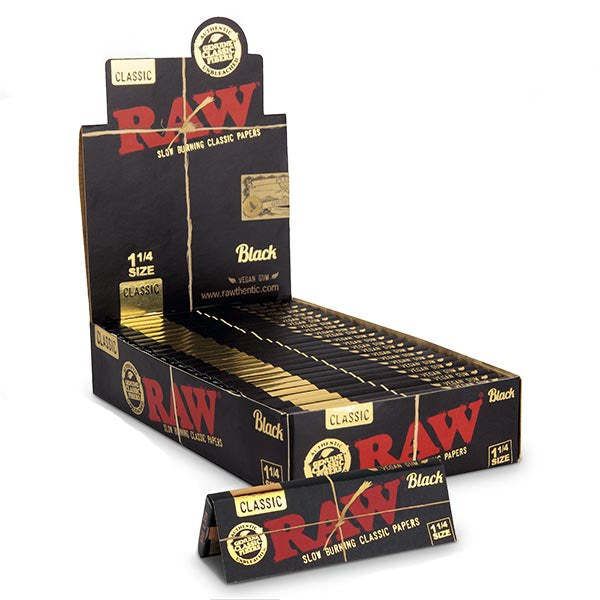 RAW Black Standard 1&1/4 Rolling Papers (Box of 24)