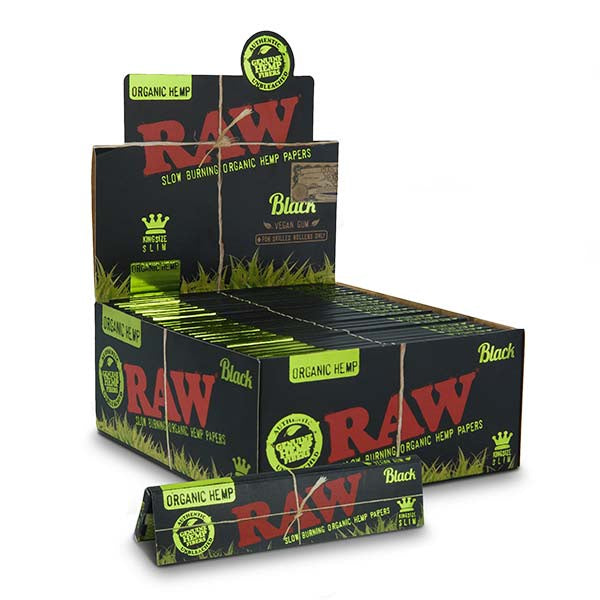 RAW Black Organic Kingsize Slim Rolling Papers (Box of 50)