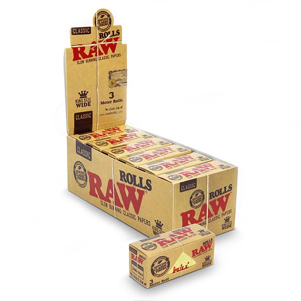 RAW Rolls 3m Rolling Paper (Box of 12)