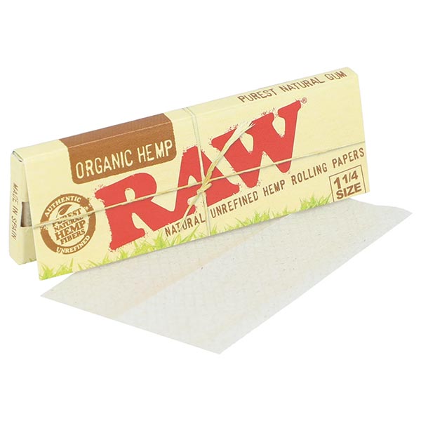 RAW Organic 1&1/4 Rolling Papers + Tips (Box of 24)