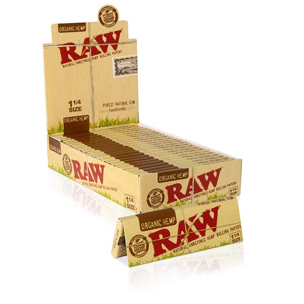 RAW Organic 1&1/4 Rolling Papers + Tips (Box of 24)