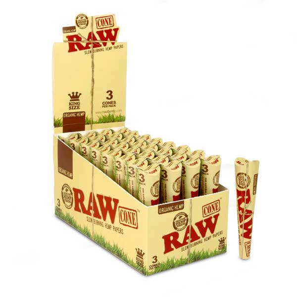 RAW Cones Organic Kingsize (Box of 32x3)